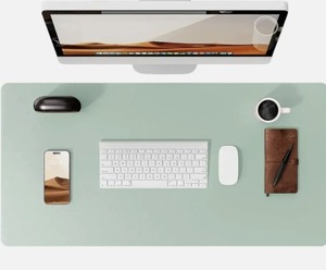 lot 5679 image: METEOROCK Non-Slip Desk Pad, 24 x 14 Large Mouse Pad, PU Leather Desk Mat with Suede, Laptop Desk Pad, Waterproof Keyboard Pad, Desk Blotter for OfficeHomeDecor (Light Green)