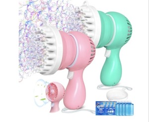 lot 5685 image: Sloosh 2 PCS Tape-C Charging Bubble Gun Toy for Ages 3-8 Boys Girls with Removable Fan, Bubble Solution, Bubble Machine Gun for Kids, Adults, Summer Toys, Party Favors, Easter, Birthday Gift, Outdoor