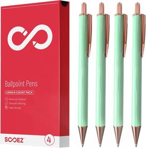 lot 5691 image: Sooez Luxury Series Ballpoint Pens, 4Pcs Stylish Ballpoint Pens for Women, Stainless Steel Metal Pen Retractable, 1.0mm Point Black Ink, Cute Fancy Gifts for Women Coworkers Teacher