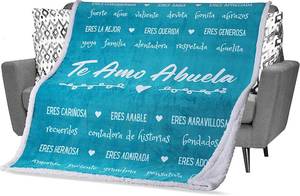 lot 5700 image: FILO ESTILO Grandma Gifts in SpanishEspa ol, Regalos para Abuela, Abuelita Gifts, Mothers Day, BirthdayCumplea os from GrandchildrenLos Nietos (Teal, Sherpa)