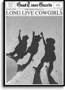 lot 5735 image: Bwodke Trendy NewsPaper Poster Wall Art Retro Cowgirl Black And White Girly Feminist Preppy Canvas Prints Magazine Pictures Bar and Party Aesthetic Decor Painting Barthroom Bedroom Dorm