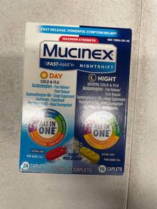 lot 5736 image: Mucinex Fast-Max Cold and Flu & Nightshift Severe Cold and Flu Caplets Combo Pack, 40 CT