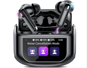 lot 6103 image: Wireless Earbuds, Bluetooth 5.4 Headphones with Multifunctional Touch Screen, 48H Bass Stereo Ear Buds with ANCENC Noise CancellingTransparency Mode, IPX7 Earphones with 5 EQ Modes for iOS Android
