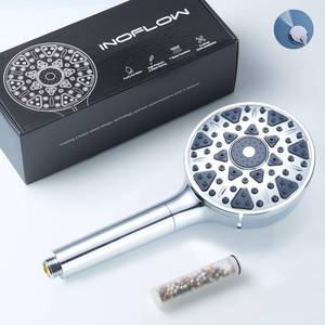 lot 12532 image: High Pressure Filtered Shower head with Handheld 7 Modes, 5 High Flow Hand Held Hydro Rain Showerhead with 60 Stainless Steel Hose and Adjustable Bracket, Premium Chrome