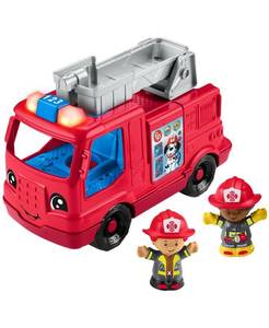 lot 6146 image: Fisher-Price Little People Fire Truck Musical Toddler Toy with Lights Sounds 2 Figures - Multi&nbsp