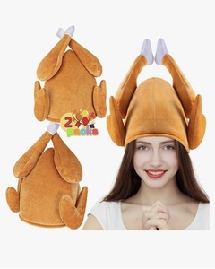 lot 12082 image: 2PCS Thanksgiving Roasted Turkey Hat for Adults, Women, Men - Turkey Trot Hat, Chicken Hats, Costume for Christmas and Thanksgiving Running