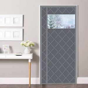 lot 12109 image: Anze Thermal Door Curtain with Visble Window Fit Door 74 x 80 Inch Magnetic Insulated Curtain Screen Size 78 x 82 Waterproof Thick Cotton Insulation Winter Cover Gray