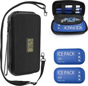 lot 12116 image: Insulin Pen Cooler Travel Case, Diabetic Supplies Medication Insulated Cool Organizer with 2 Ice Packs, Temperature Display, TSA Approved, Long-Lasting Cooling & Portable for Daily and Trips