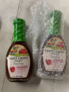 lot 12133 image: 2 Jars of Maple Grove Farms of Vermont  Fat Free Raspberry Vinaigrette Dressing 8 fl. oz. Glass Bottle