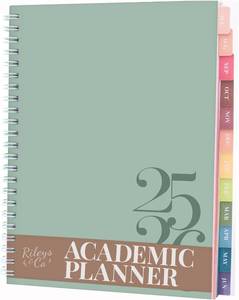 lot 12149 image: Rileys Academic Planner 2025-2026, Daily, Weekly & Monthly Planner, July 2025 - June 2026, Student Notes Pages, Twin-Wire Binding, Weekly Agenda for School & Work (8 x 6-Inches, Green, Classic)