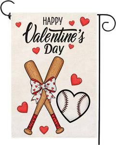 lot 12168 image: Happy Valentines Garden Flag XO Valentine Flags for Lovers Outside Love Hearts Outdoor Anniversary Party Home Burlap 12x18 Inch Double Sided Lawn Yard Decorations