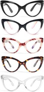 lot 12202 image: MMOWW Oversized Square Reading Glasses Fashion Cute Blue Light Blocking Computer Readers for Women 3 Pack