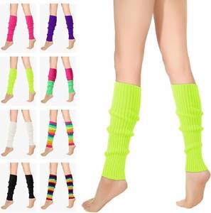 lot 12298 image: Buauty 80s 90s Leg Warmers for Women, Neon Ribbed Leg Socks, Stylish Accessories for Inspired Outfits for Yoga,Running,Hiking