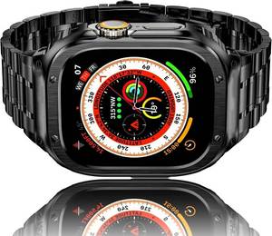 lot 12299 image: CHANCHY Stainless Steel Band Compatible with Apple Watch Ultra 321 Band 49mm, Series 1110 46mm, 987 45mm, SE3SE2SE 654 44mm, 321 42mm, Metal Strap for Men Women, Black