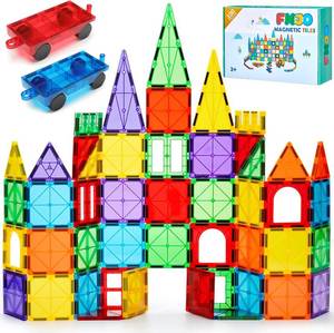 lot 12313 image: Beboan Magnetic Tiles, 100PCS Building Blocks, STEM Magnets Building Toy Set, Preschool Kindergarten Construction Stacking Toy, School Teacher Supplies, Classroom Must Haves