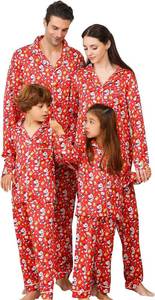 lot 12317 image: ANGELGGH Silk Christmas Pajamas for Family Matching Satin Holiday PJs Sets 2 Pcs Festival Party Button Down Sleepwear (Men, XL, Silk Red Snowman)