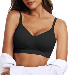 lot 12323 image: OEAK Womens Wireless Bras Comfortable Push Up Bra No Underwire Bra Full Support Lift Bralette Everyday Seamless Tshirt Bras 2XL Black