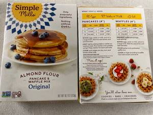 lot 12333 image: 2 Boxes Simple Mills Gluten Free Pancake & Waffle Almond Flour Mix - 10.7oz