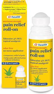 lot 12346 image: AHealth Pain Relief Roll-On Liquid, Lidocaine 4%, Odor Free, Maximum Strength Pain  Itch Relief with Aloe, Made in USA, 2.5 fl Ounces