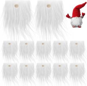 lot 12351 image: 24 Pcs Gnome Beard and Hair Accessories Kit Including 12 Flannel Gnome Beards and 12 Natural Wood Balls for DIY Christmas Ornaments and Festive Decorations
