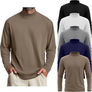 5 Pack Mens Big and Tall Mock Turtleneck Long Sleeve Shirts Plus Size Basic Casual Thermal Pullover Tops SIZE XXL