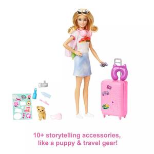 lot 13014 image: Barbie Doll and Puppy Travel Set