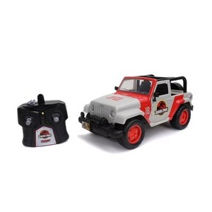 lot 13023 image: Jada Toys Hollywood Rides RC Jurassic Park Jeep Wrangler - 116 Scale