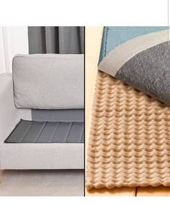 lot 15526 image: GORILLA GRIP Couch Cushion Support, Sofa, Gray and Rug Gripper, 2x3 Feet, Beige Bundle - Retail $52