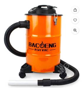 lot 15533 image: BACOENG 5.3-Gallon Ash Vacuum Cleaner with Double Stage Filtration System. Standard Ash Vac - Retail $79
