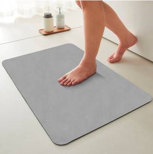 lot 15539 image: Bathroom Mat Quick Dry, Bathroom Rugs Non Slip Washable Thin Absorbent Bath Mat Fits Under Door Bathroom Floor Mat Perfect for Bath, Shower, or Sink 24x36 Light Grey - Retail $0