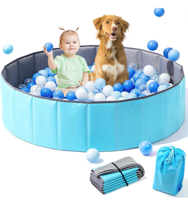 lot 15542 image: Large Ball Pit for Toddlers - 44in Baby Ball Pool with Playmat, Hold Over 1000 Balls, Foldable Play Pit for Kids Dogs Indoor and Outdoor Games, Party Toys Gifts, Balls Not Include (Blue) - Retail $0