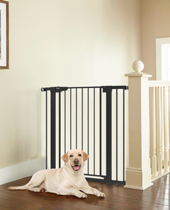 lot 15556 image: Cumbor 36 Extra Tall Baby Gate for Stairs, 29.7-40.6 Wide Dog Gate for Doorways, Pressure Mounted Auto-Close Pets Gates for Dogs Indoor, Durable Safety Child Gate, Moms Choice Awards Winner, Black - Retail $105