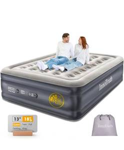 lot 15561 image: InnoTruth Air Mattress Queen with Built in Pump, Inflatable Mattress Blow up Mattress, Family Choice Award Winner, 18 Colchones Inflables Foldable Air Bed for Guest & Home, Ideal for Camping, 650lbs - Retail $0