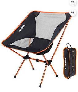 lot 15568 image: MARCHWAY Ultralight Folding Camping Chair, Portable Compact for Outdoor Camp, Travel, Beach, Picnic, Festival, Hiking, Lightweight Backpacking (Orange) - Retail $0