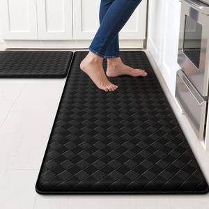 lot 15577 image: Kitchen Mat, Kitchen Rug,  Cushioned Anti Fatigue Kitchen Mats for Floor, Non-Slip Standing Sink Mat, Waterproof Kitchen Rug Set for Kitchen Floor Office, 17.3�47 Black - Retail $0