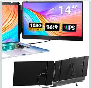 lot 15602 image: Laptop Screen Extender, 14 FHD 1080P IPS Dual Laptop Monitor Extender, Plug n Play Portable Travel Monitor for Laptops 13.3-17 with HDMIUSB-AType-C, Compatible with Windows Mac Chrome Android - Retail $0