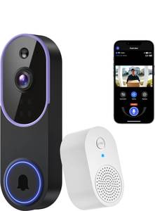 lot 15611 image: 1080P Wireless Video Doorbell Camera, Smart Security Doorbell Camera, Cloud Storage,AI Human Detection, Instant Alert, Night Vision, Two Way Audio, 2.4G WiFi Only - Retail $0