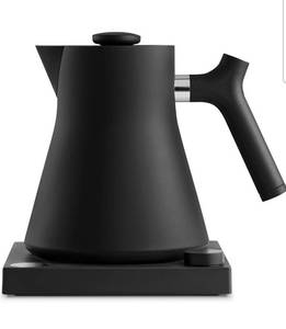 lot 15619 image: Fellow Corvo EKG Electric Tea Kettle - Electric Pour Over Coffee and Tea Pot - Quick Heating Electric Kettles for Boiling Water - Temperature Control and Built-In Brew Timer-Matte Black-0.9 Liter - Retail $149