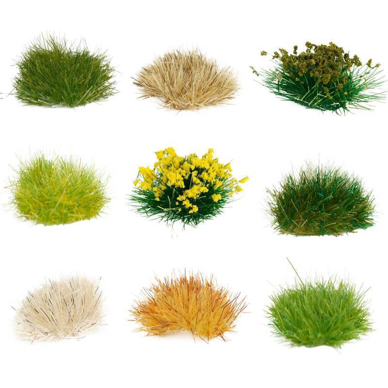 lot 54932 image: Static Grass Bushy Tufts Lowland Shrubs Tuft Terrain Model Kit for Train Landscape Railroad Scenery Sand Military Layout Model Miniature Bases and Dioramas - Retail $13