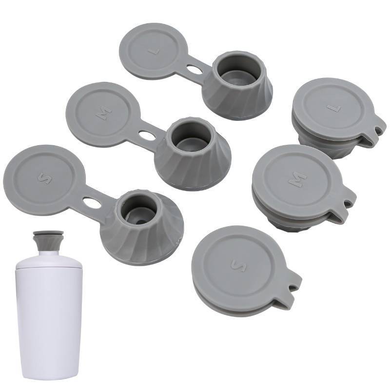 lot 54941 image: 6pcs Bottle Emptying Kit Cap for Upside Down Dispenser Shampoo Lotion, Saver Flipping Set with 3 Size 0.7 0.9 1.1 Adapter Transfer Connector, Inverted Every Drop Out Of Kitchen Condiments (Grey)  - Retail $10