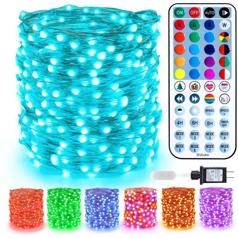 lot 54947 image: Color Changing Fairy Lights - 33ft 100 LED Valentine Fairy Lights with Remote, Rainbow Xmas Tree Light with Timer, Pink Valentine Light Music Sync Twinkle Light for Xmas Halloween Party Home - Retail $20