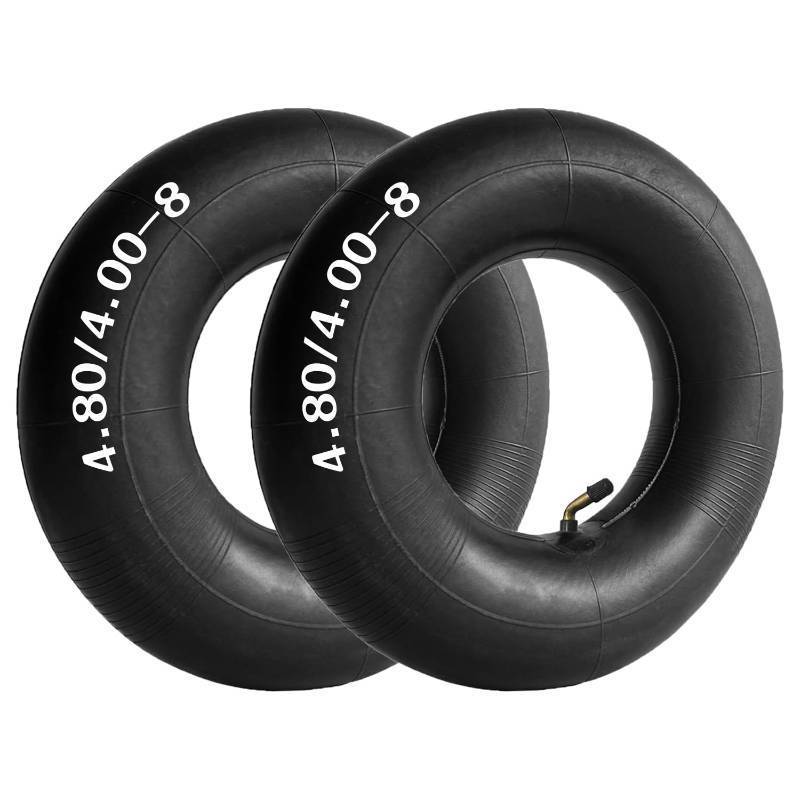lot 55070 image: 4.804.00-8 Heavy Duty Inner Tube, with Bent Valve, for Wheelbarrows, Mowers and More Thickened (2 Pack) - Retail $13