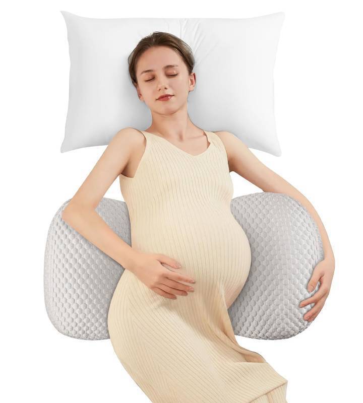 lot 55108 image: Pregnancy Pillow Cooling for Sleeping, Detachable and Adjustable Double-Sided Support Maternity Pillow Skin-Friendly for Pregnant Women Back, HIPS, Legs(30°Slope Design Verified by Expectant Mothers) - Retail $33