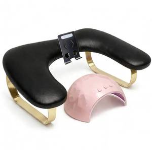lot 44605 image: Nail Arm Rest with Phone Holder, Arm Rest for Nails Tech 10° Inclined, PU Leather Manicure Hand Rest, U-Shaped Nail Tech Arm Rest Stand, 360° Rotating Phone Holder Hand Rest for Nails Tech. LEGS NOT INCLUDED.