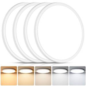 lot 44606 image: 4Pack LED Flush Mount Ceiling Light Fixture, 12 Inch 24W, Super Slim 0.67 Inch, 3200LM, Dimmable & 2700K-6500K 5 Color Selectable LED Ceiling Lights for Bedroom - Retail $40