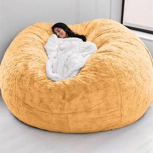 lot 44616 image: Big Huge Giant Bean Bag Chair for Adults, (No Filler) Bean Bag Chairs in Multiple Sizes and Colors Giant Foam-Filling Required- Machine Washable Covers, Double Stitched Seams (Yellow,7FT) - Retail $67