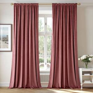lot 44618 image: Dusty Rose Pink Velvet Curtains 84 Inches Long, Thermal Insulated Blackout Drapes for Bedroom Living Room Patio Door, Light Blocking Window Panels, Rod Pocket, Set of 2 W66 x L84 - Retail $53