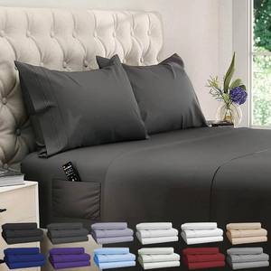 lot 44619 image: Twin XL Sheet Sets - 4pc Cooling Sheets XL Twin Sheets - Twin XL Sheets up to 21 Deep Pocket Hotel Luxury Extra Long Bed Sheets 100% Brushed Microfiber with Side Pocket - Gray - Retail $25