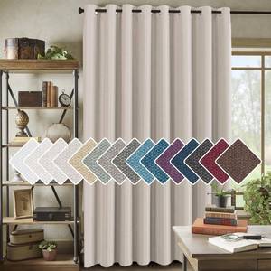 lot 44621 image: Room Darkening Linen Curtain for Sliding Door (100W x 108L) Extra Wide Primitive Burlap Textured Linen Room Divider Curtain for Living RoomPatio, 9ft Tall by 8.5ft Wide, Heather Ivory - Retail $46