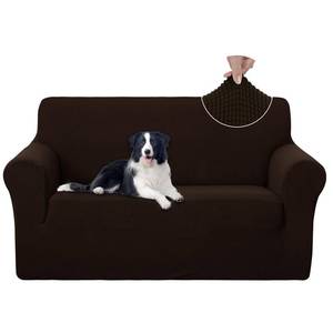 lot 44625 image: HOME Loveseat Cover Stretch Couch Cover Sofa Cover Sofa Slipcover Furniture Protector for 2 Cushion Couch Sofa Pet Friendly(Loveseat, Chocolate) - Retail $27